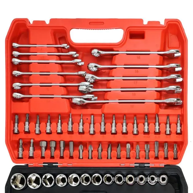 Набір 78 інструментів із хром-ванадієвої сталі в пластиковому кейсі CR-V 78 PCS - Зображення 5