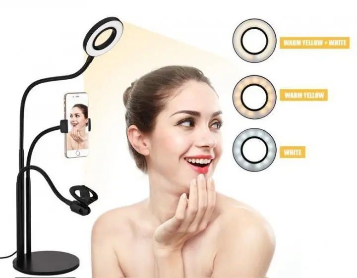 Набір блогера 3в1 Гнучкий штатив з Led кільцем Ring Light + тримачі для телефону та мікрофона на підставці - Зображення 3
