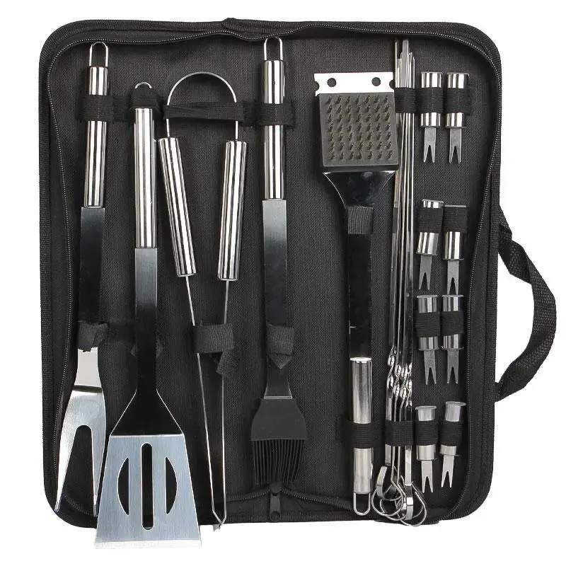 Набір для барбекю grilljoy 20 шт., набір для барбекю з нержавіючої сталі в алюмінієвому футлярі для зберігання, професійний набір для барбекю - Зображення 2