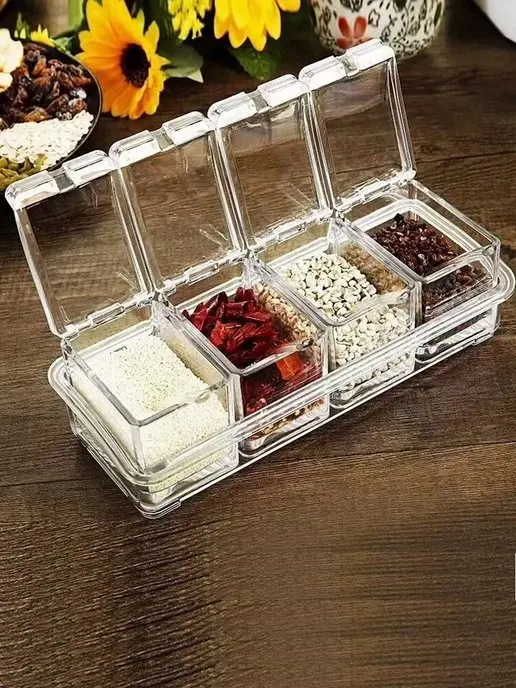 Набір для зберігання спецій 4 відділення Crystal - Зображення 2
