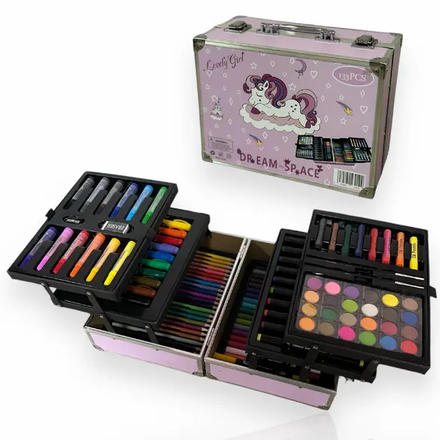 Набір для малювання 133 предметів, дитячий набір для творчості у валізі - Зображення 4