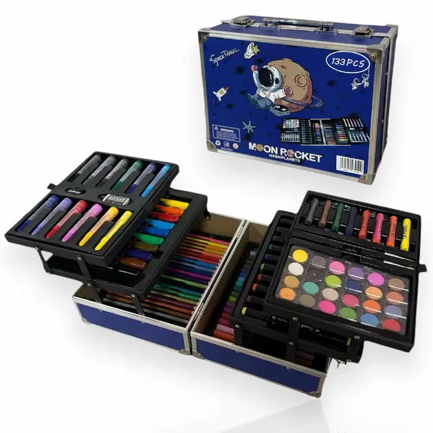 Набір для малювання 133 предметів, дитячий набір для творчості у валізі - Зображення 3