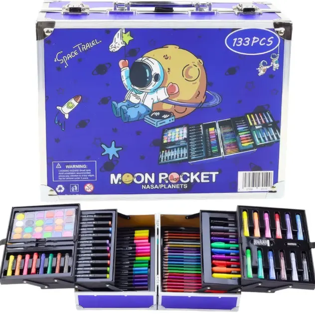 Набір для малювання 133 предметів, дитячий набір для творчості у валізі - Зображення 2