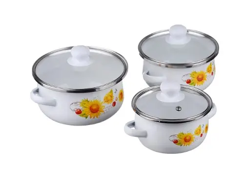 Набір емальованих каструль A-plus 2056 (6 предметів)