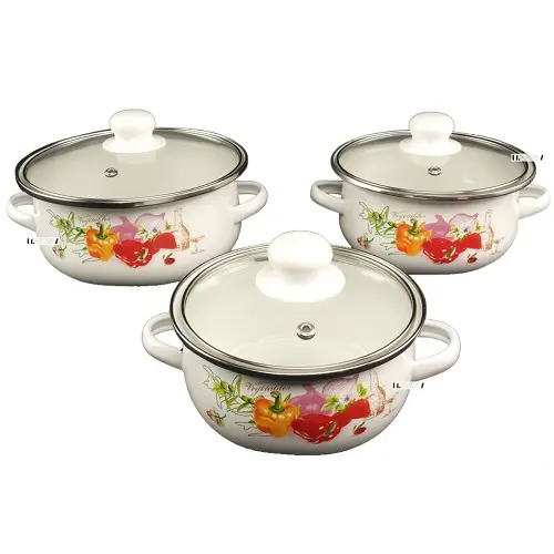 Набір емальованих каструль A-plus 2056 (6 предметів) - Зображення 3