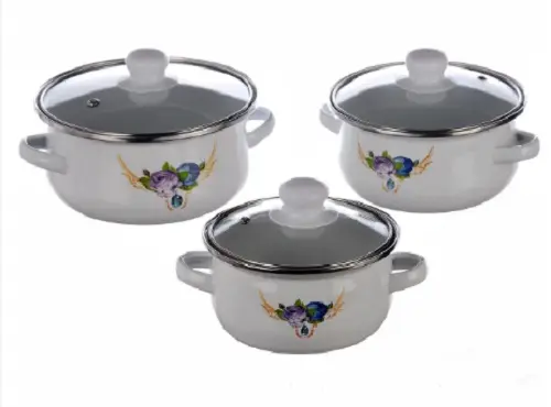 Набір емальованих каструль A-plus 2056 (6 предметів) - Зображення 2