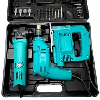 Набір інструментів 3в1 Дриль, Лобзик, Болгарка з набором свердл та біт - Зображення 2