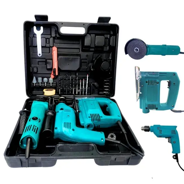 Набір інструментів 3в1 Дриль, Лобзик, Болгарка з набором свердл та біт - Зображення 3
