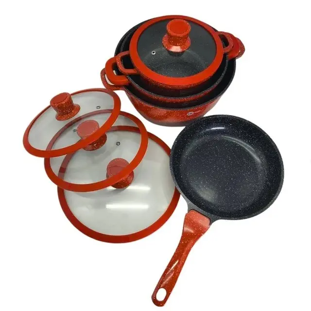 Набір каструль з антипригарним покриттям HK-324 10 предметів - Зображення 7