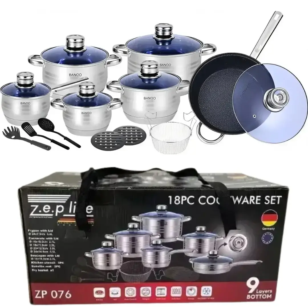 Набір каструль із нержавіючої сталі Zepline ZP-076 18 предметів - Зображення 3