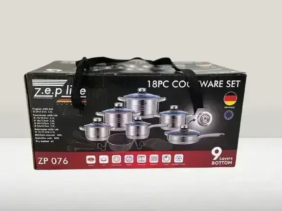 Набір каструль із нержавіючої сталі Zepline ZP-076 18 предметів - Зображення 2