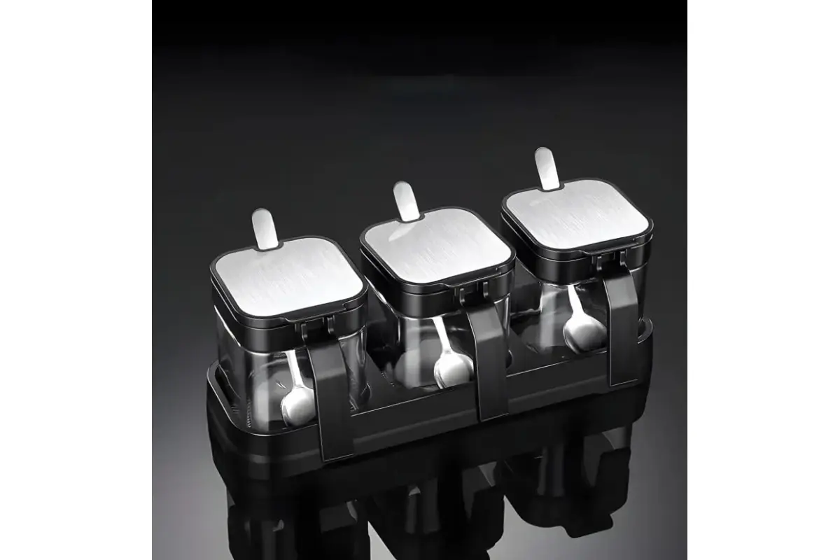 Набір контейнерів для солі, перцю, приправ та спецій Cooking House з кришками та ложками – 3 шт - Зображення 5