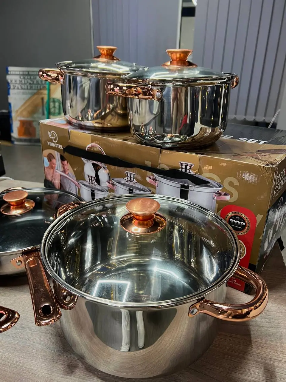 Набір кухонного посуду з нержавіючої сталі Yimattel 12 предметів з індукційним дном - Зображення 8