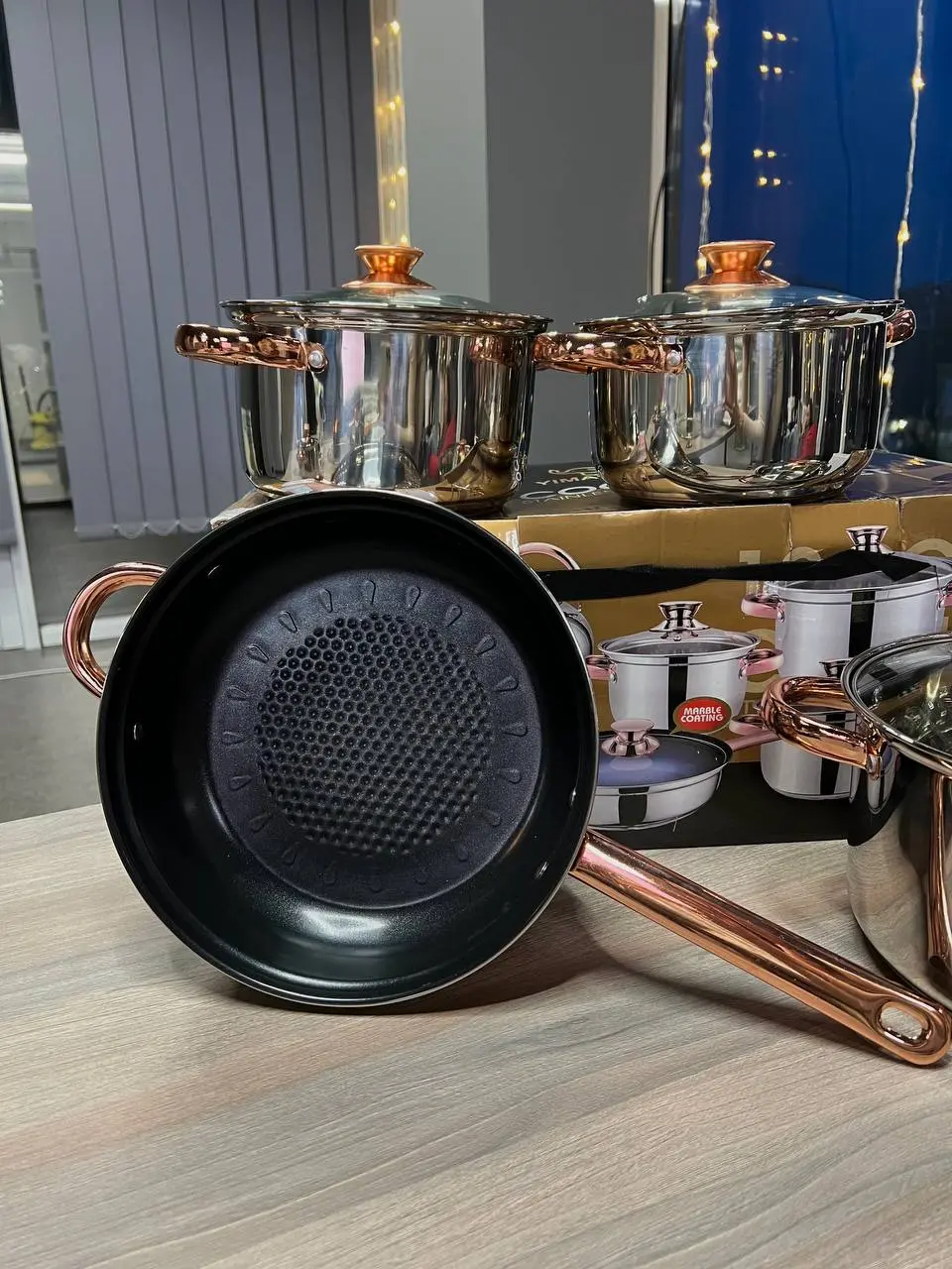 Набір кухонного посуду з нержавіючої сталі Yimattel 12 предметів з індукційним дном - Зображення 2