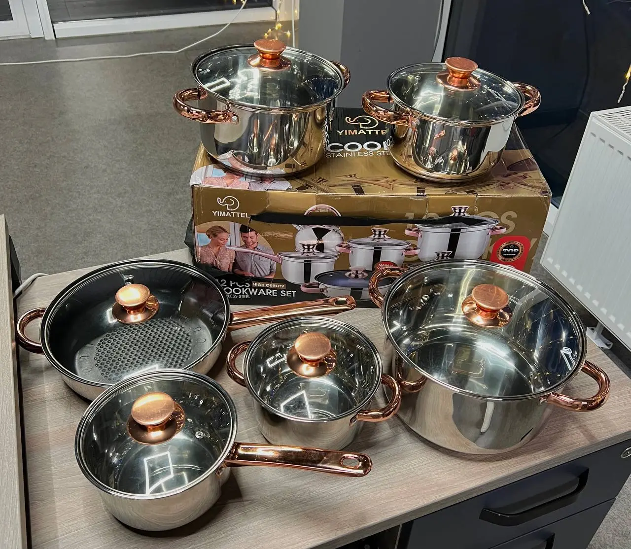 Набір кухонного посуду з нержавіючої сталі Yimattel 12 предметів з індукційним дном - Зображення 5