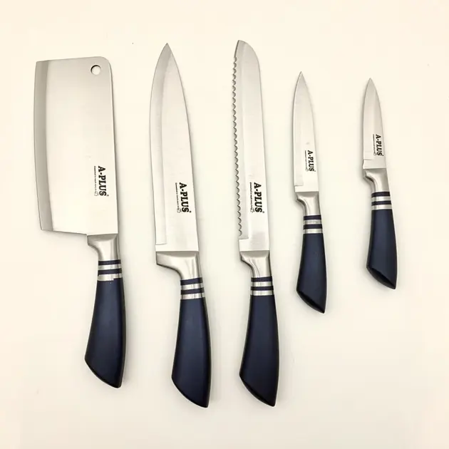 Набір кухонних ножів на підставці, що крутиться A-Plus KF-1004 (8 предметів) - Зображення 4