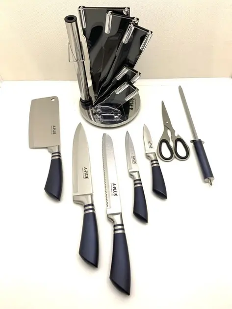 Набір кухонних ножів на підставці, що крутиться A-Plus KF-1004 (8 предметів) - Зображення 3