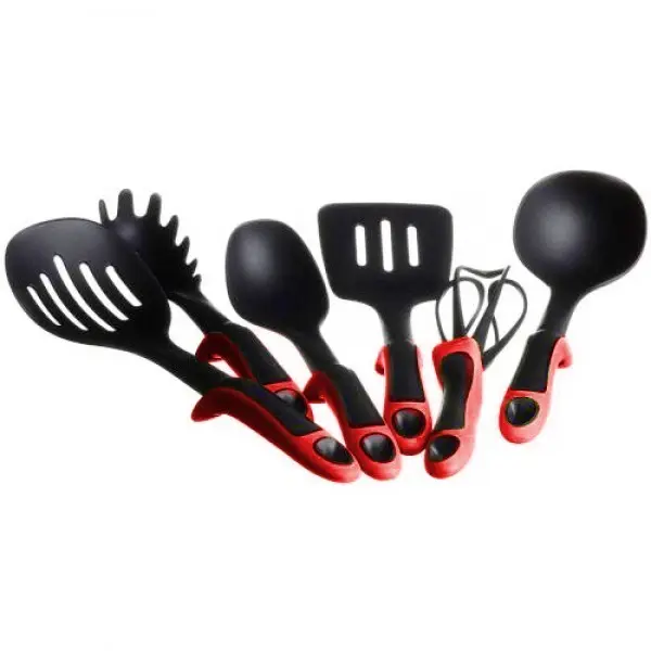 Набір кухонного приладдя ЧЕРВОНИЙ KITCHEN TOOLS, 7 предметів Кухонний набір з підставкою - Зображення 5