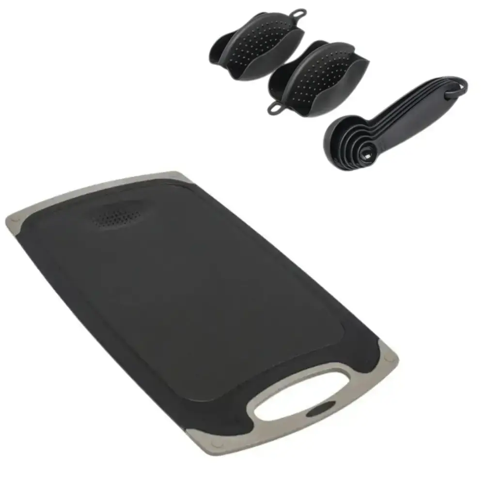 Набір кухонного приладдя 25 предметів з подвійною підставкою обробною дошкою набором ножів прихватками - Зображення 8