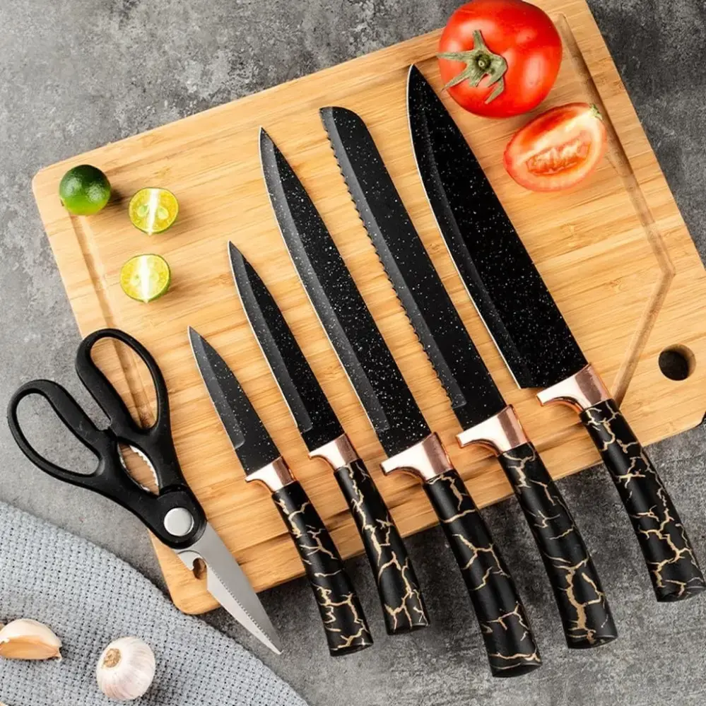 Набір кухонного приладдя 25 предметів з подвійною підставкою обробною дошкою набором ножів прихватками - Зображення 3