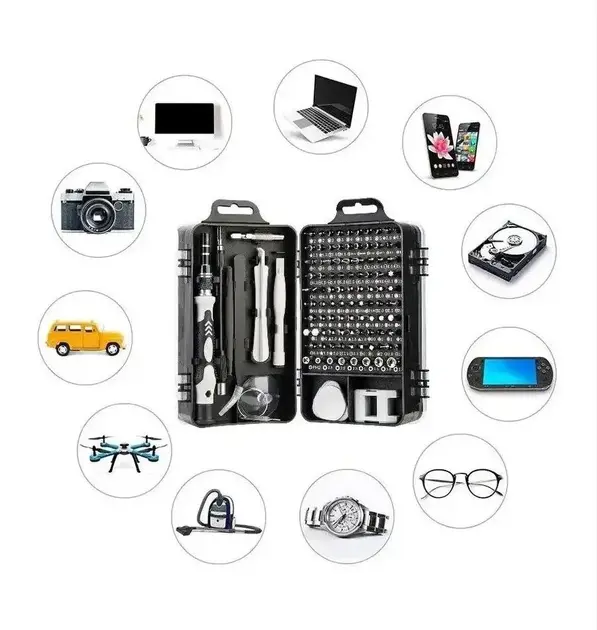 Набір викруток UKC 115 в 1 для ремонту електроніки в боксі - Зображення 3