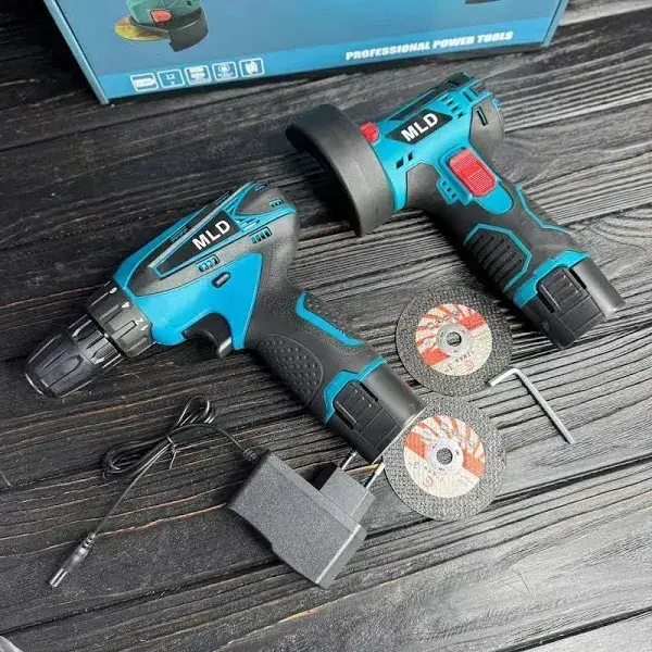 Набір електро інструменту 2в1/ Шуруповерт+Болгарка міні 2 акб 12V AT-AG7501-2 - Зображення 2