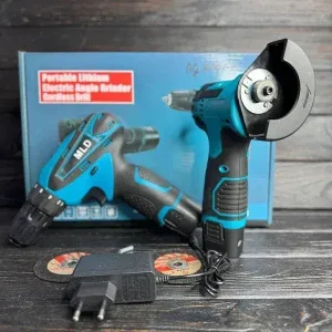 Набір електро інструменту 2в1/ Шуруповерт+Болгарка міні 2 акб 12V AT-AG7501-2