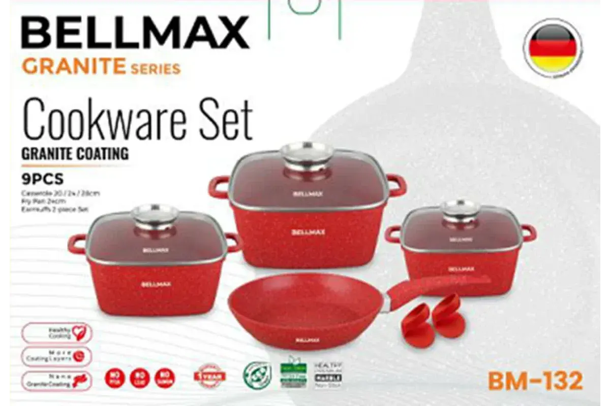 Набір посуду Bellmax Cookware Set BM-132 RED - Зображення 2