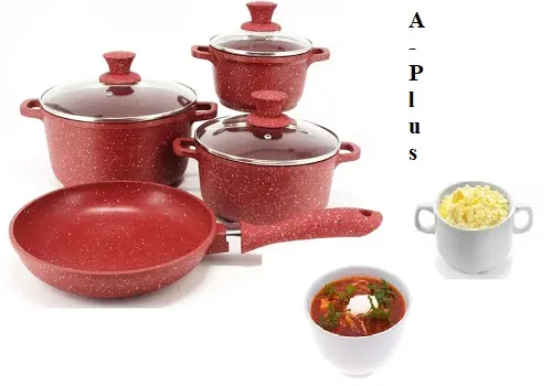 Набір посуду з мармуровим покриттям A-Plus 1501 (7 предметів) - Зображення 2