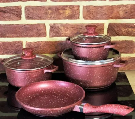 Набір посуду з мармуровим покриттям A-Plus 1501 (7 предметів) - Зображення 3