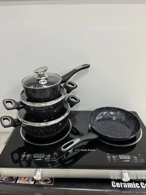 Набір посуду із сковородою граніт круглий - Зображення 5