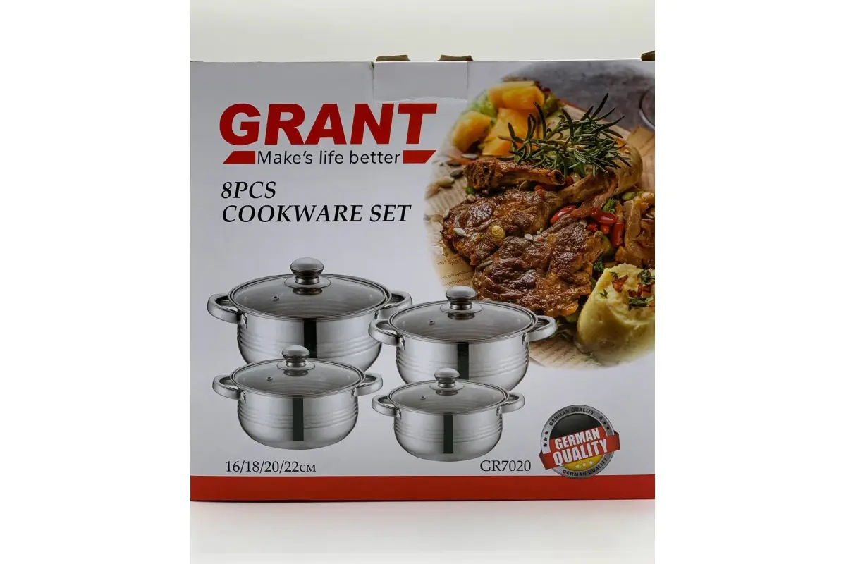 Набір посуду Unique UN-7020 8 предметів / Каструлі з нержавіючої сталі / Скромні термостійкі кришки - Зображення 5