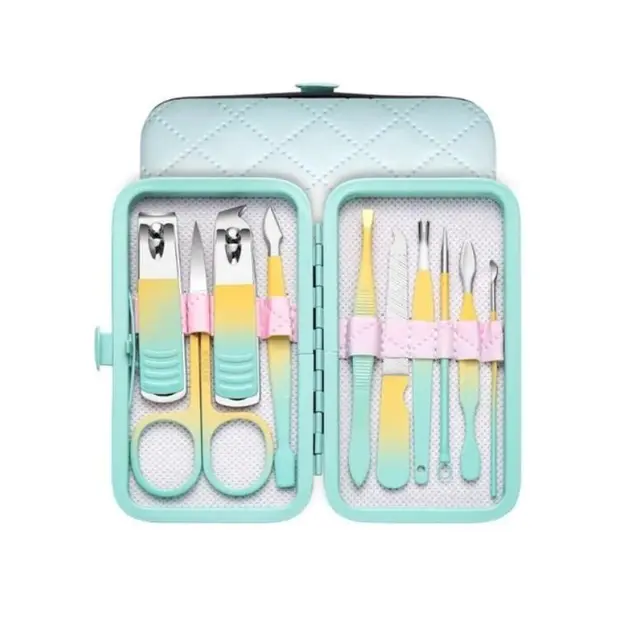 Набір професійний для манікюру/педикюру на 10 предметів м'ятно-жовтий - Зображення 2