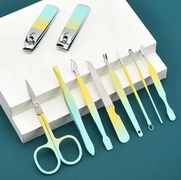 Набір професійний для манікюру/педикюру на 10 предметів м'ятно-жовтий - Зображення 3