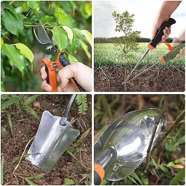 Набір садових інструментів 12 в 1 з секатором, сумкою та рукавичками - Зображення 4