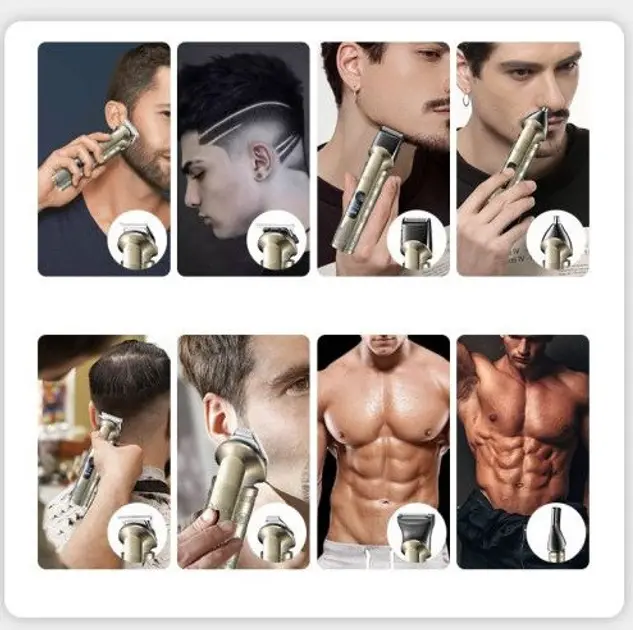 Набір VGR V-110 8в1 Professional для догляду за волоссям, бородою, триммер для носа - Зображення 6