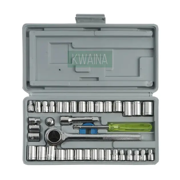 Набір інструментів з 40 предметів у кейсі тріскачка з головками для гаража, будинку, авто - Зображення 2