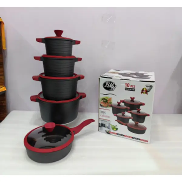 Набір із 4 каструль та сковорідки зі скляними кришками та антипригарним покриттям XW-10 Набір із 10 предметів - Зображення 2