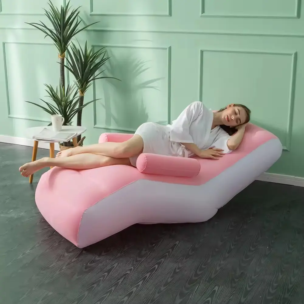 Надувний диван з підлокітниками Inflatable Sofa / Портативне складане крісло для дому, дачі, туризму та відпочинку, 140х85х80 см - Зображення 2