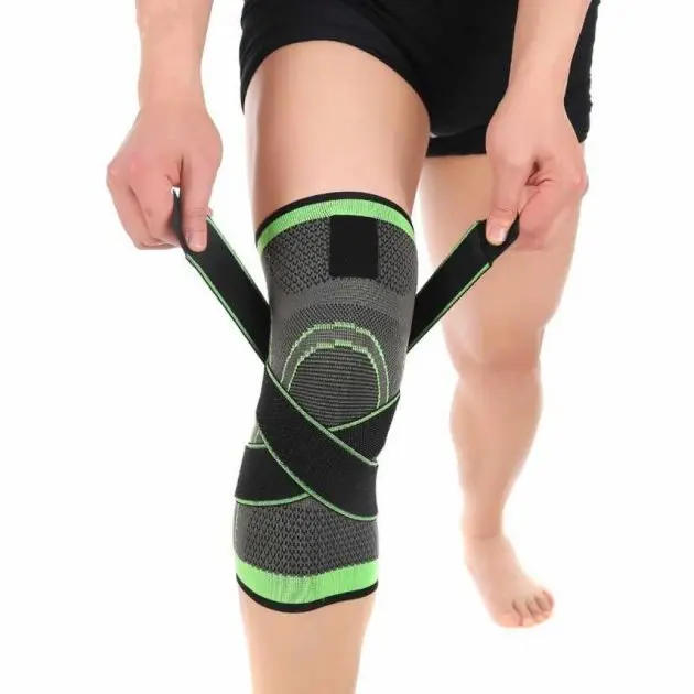 Наколінник Бандаж колінного суглоба Knee Support Copper Чорно-зелений фіксатор коліна Компресійний від травм розтягувань - Зображення 2