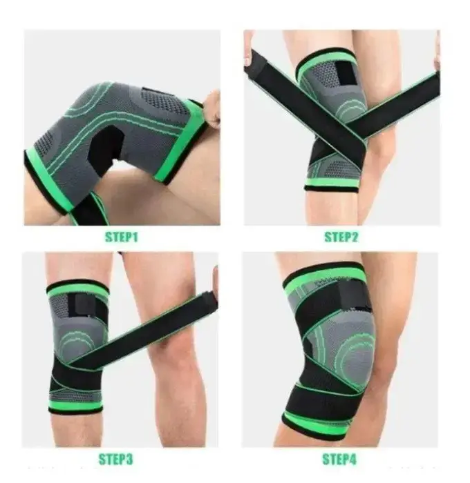 Наколінник Бандаж колінного суглоба Knee Support Copper Чорно-зелений фіксатор коліна Компресійний від травм розтягувань - Зображення 5