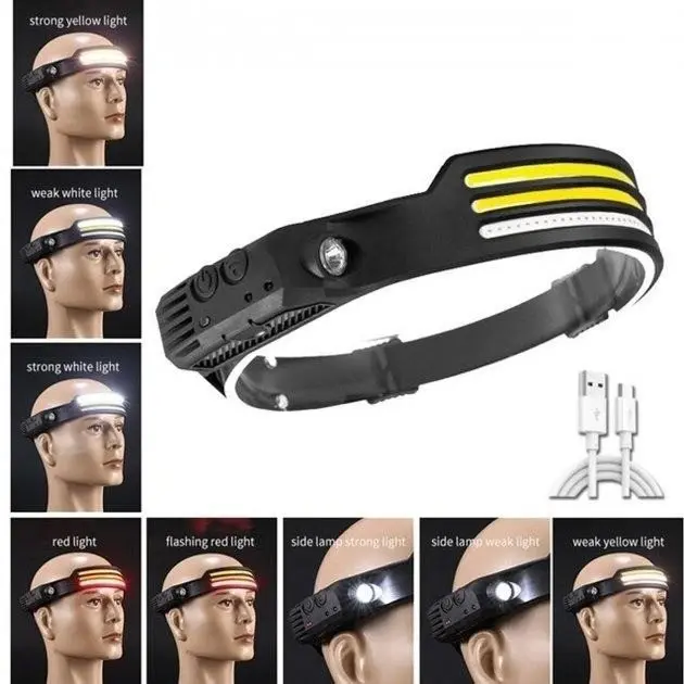 Налобний ліхтар COBA CB-689-3 акумуляторний з датчиком руху та червоним світлом - Зображення 3