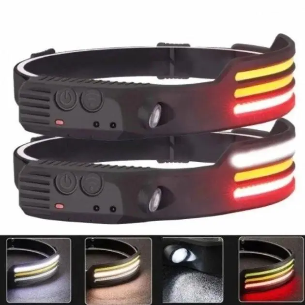 Налобний ліхтар COBA CB-689-3 акумуляторний з датчиком руху та червоним світлом - Зображення 4