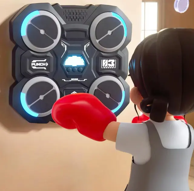 Настінний боксерський тренажер / музична машина-тренажер з підсвічуванням (4 цілі) + рукавички - Зображення 3