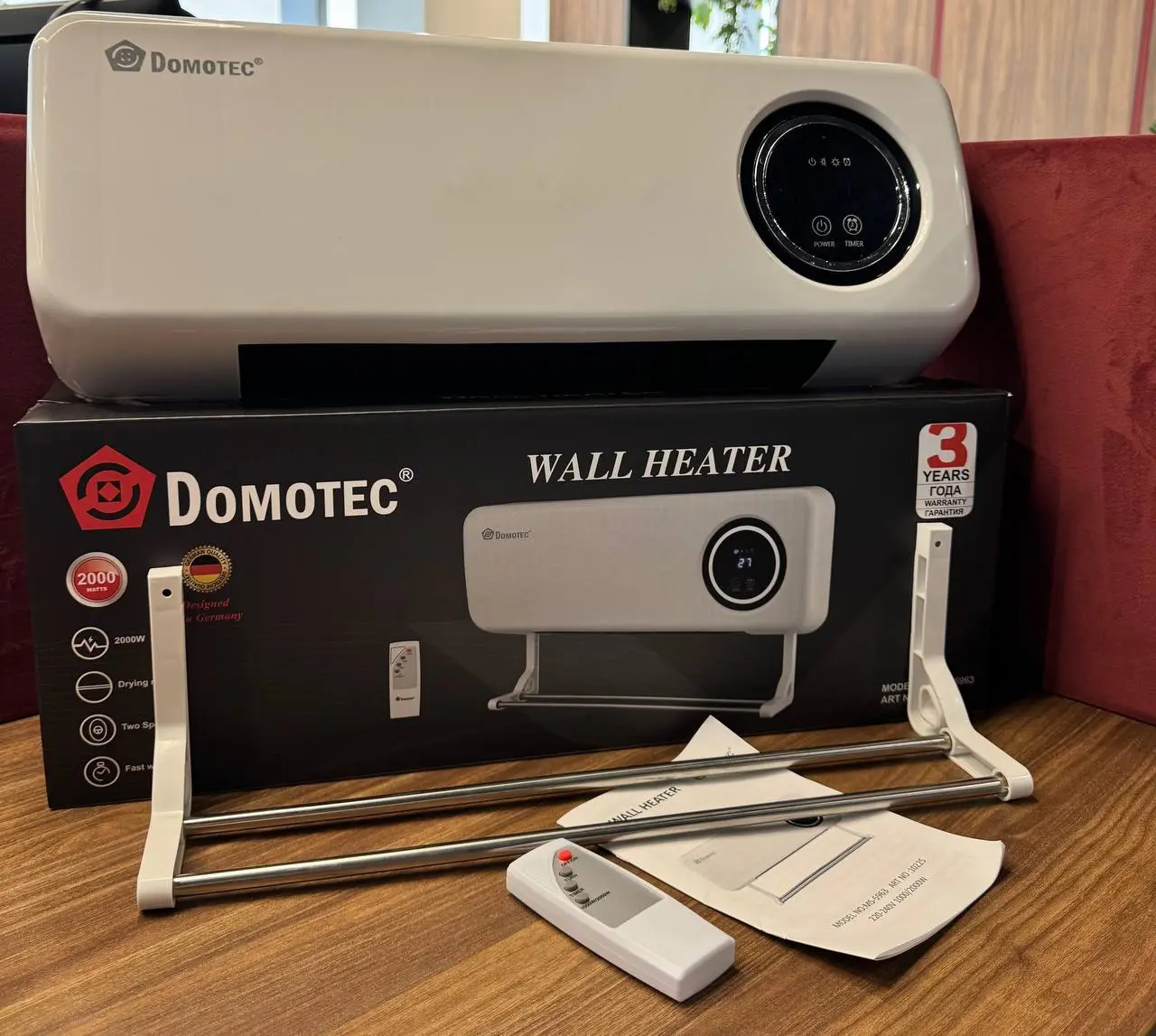 Настінний обігрівач Domotec MS-5963 White 2000Вт з пультом та сушаркою - Зображення 8