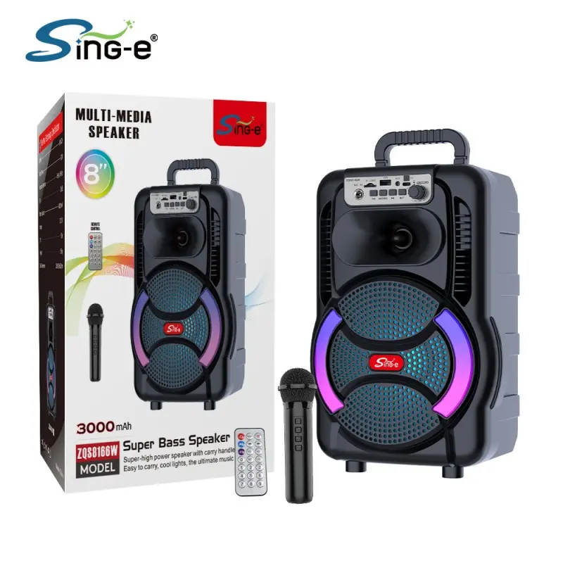 Бездротова караоке колонка з мікрофоном, пультом та RGB-підсвічуванням ZQS8166W - Зображення 9