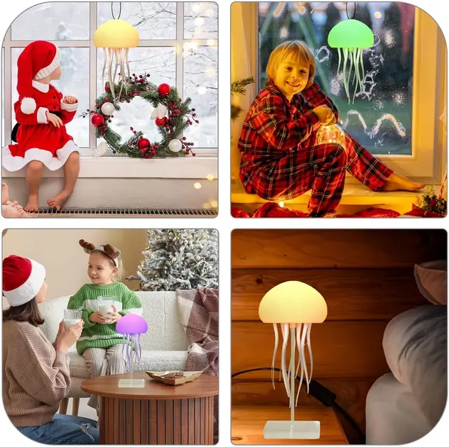 Настільна лампа нічник у вигляді медузи з рухами, обертами та передачею кольорів RGB - Зображення 5