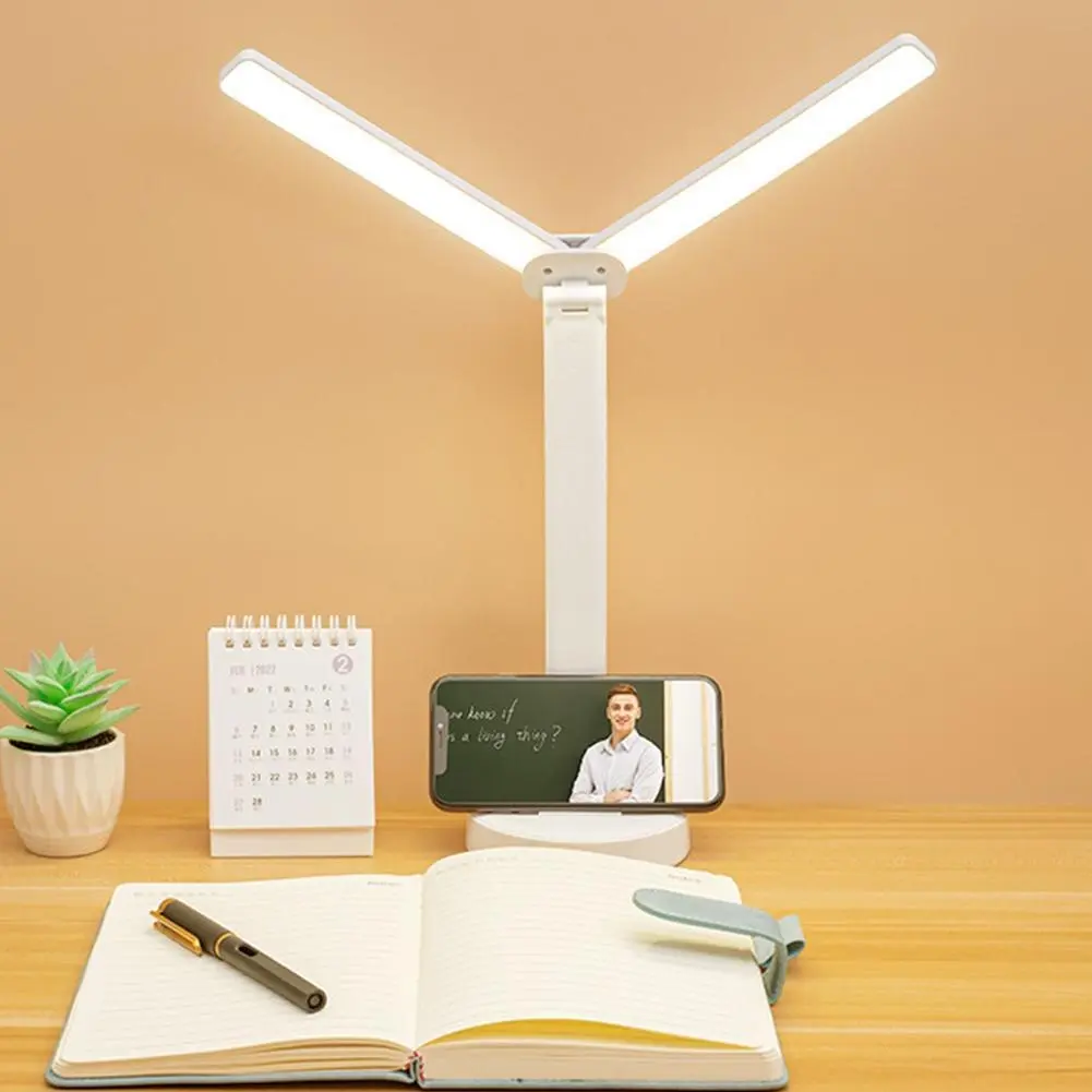 Настільна лампа з регульованою яскравістю світла 1960 / складна поворотна / з сенсорним вимикачем / з акумулятором та USB / нічником / біла - Зображення 5