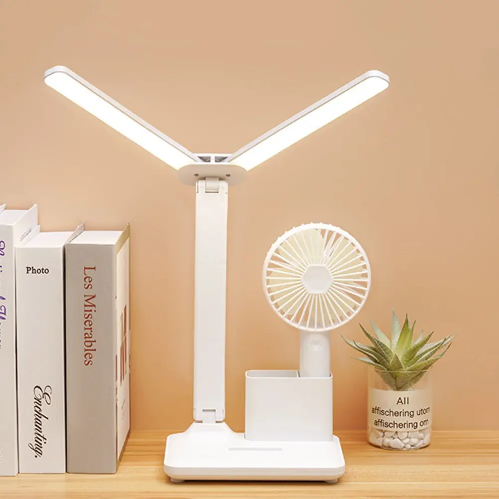 Настільна лампа з регульованою яскравістю світла 1960 / складна поворотна / з сенсорним вимикачем / з акумулятором та USB / нічником / біла - Зображення 3