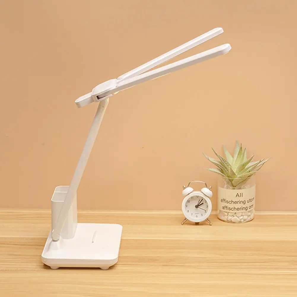 Настільна лампа з регульованою яскравістю світла 1960 / складна поворотна / з сенсорним вимикачем / з акумулятором та USB / нічником / біла - Зображення 2